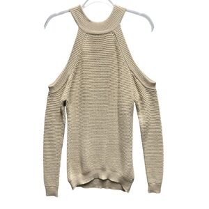Guess Oversized Thick Woven Knit Off Shoulder Halter Longline Tunic Sweater